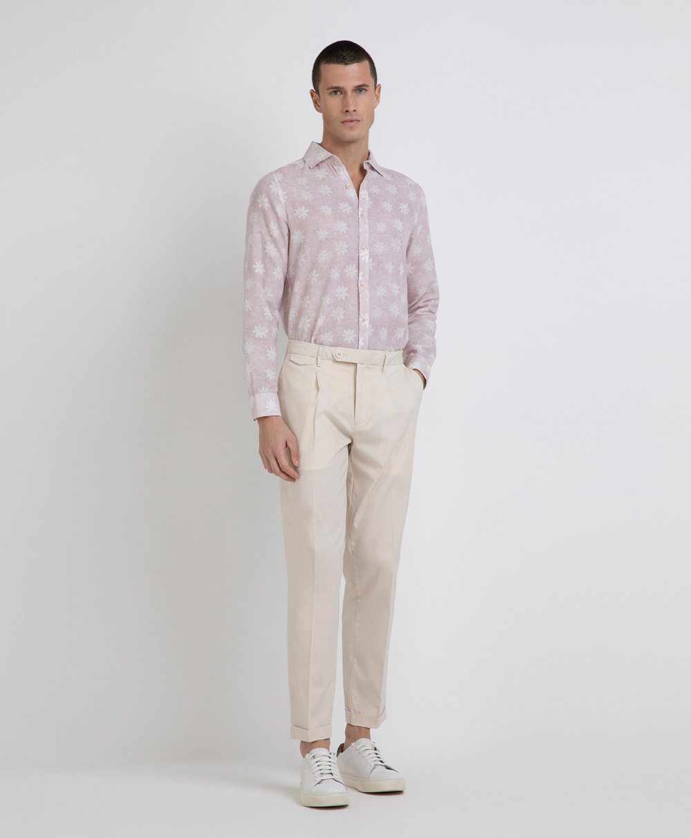 Markup Uomo Camicie Camicia cotone e lino stampata