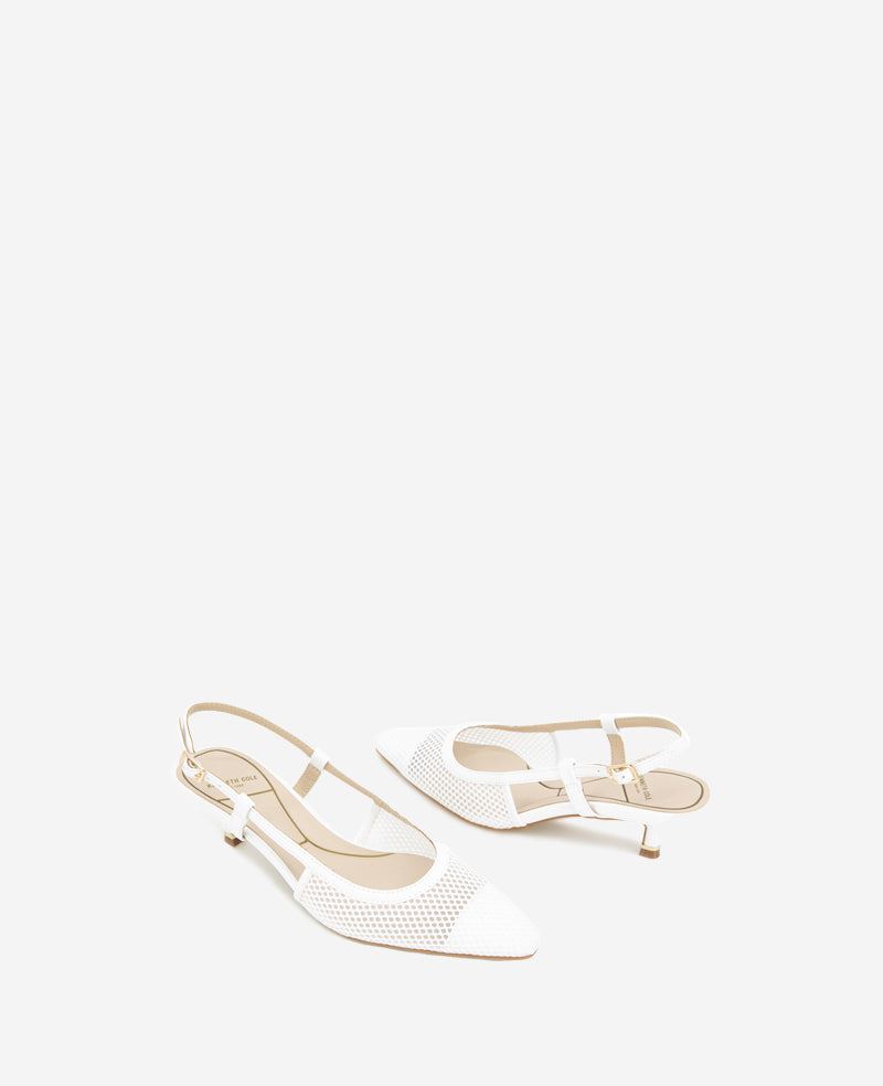 Kenneth Cole Reaction Shoes Martha Mesh Cap Toe Kitten Heel Slingback décolleté bianca 5 rete