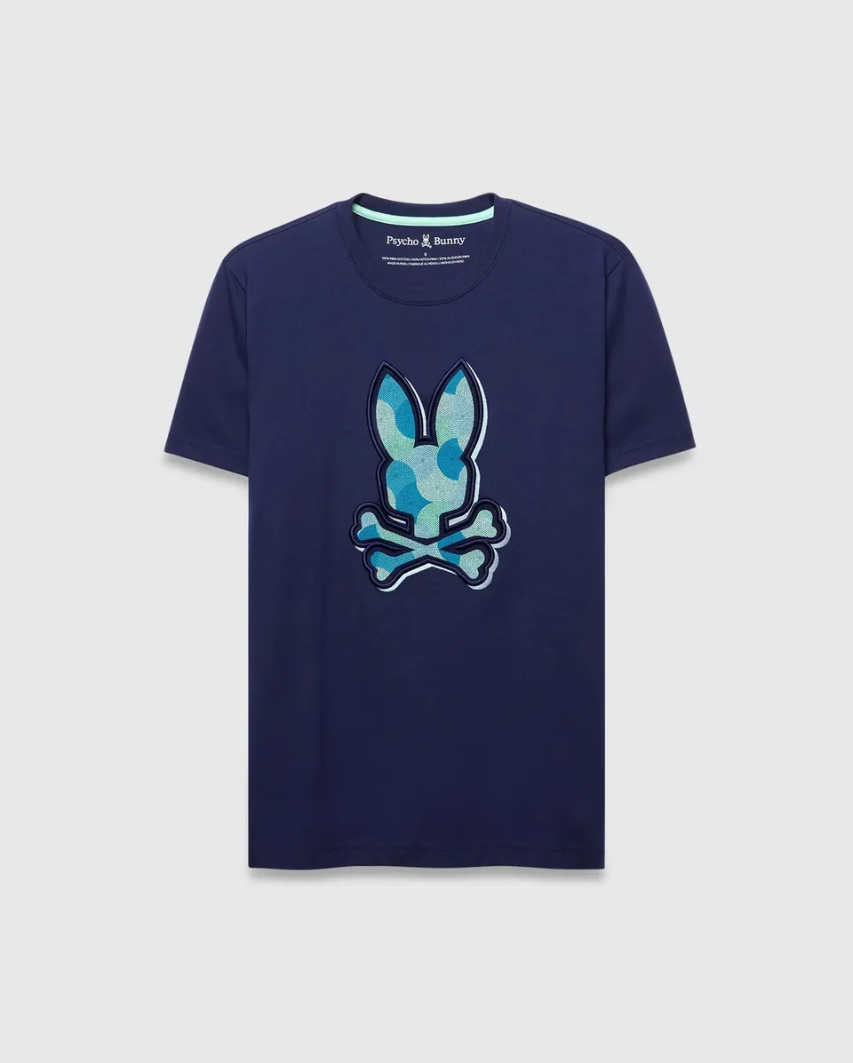 Psycho Bunny Men's Tees Ethan Graphic Tee MT0200290 maglietta blu regular