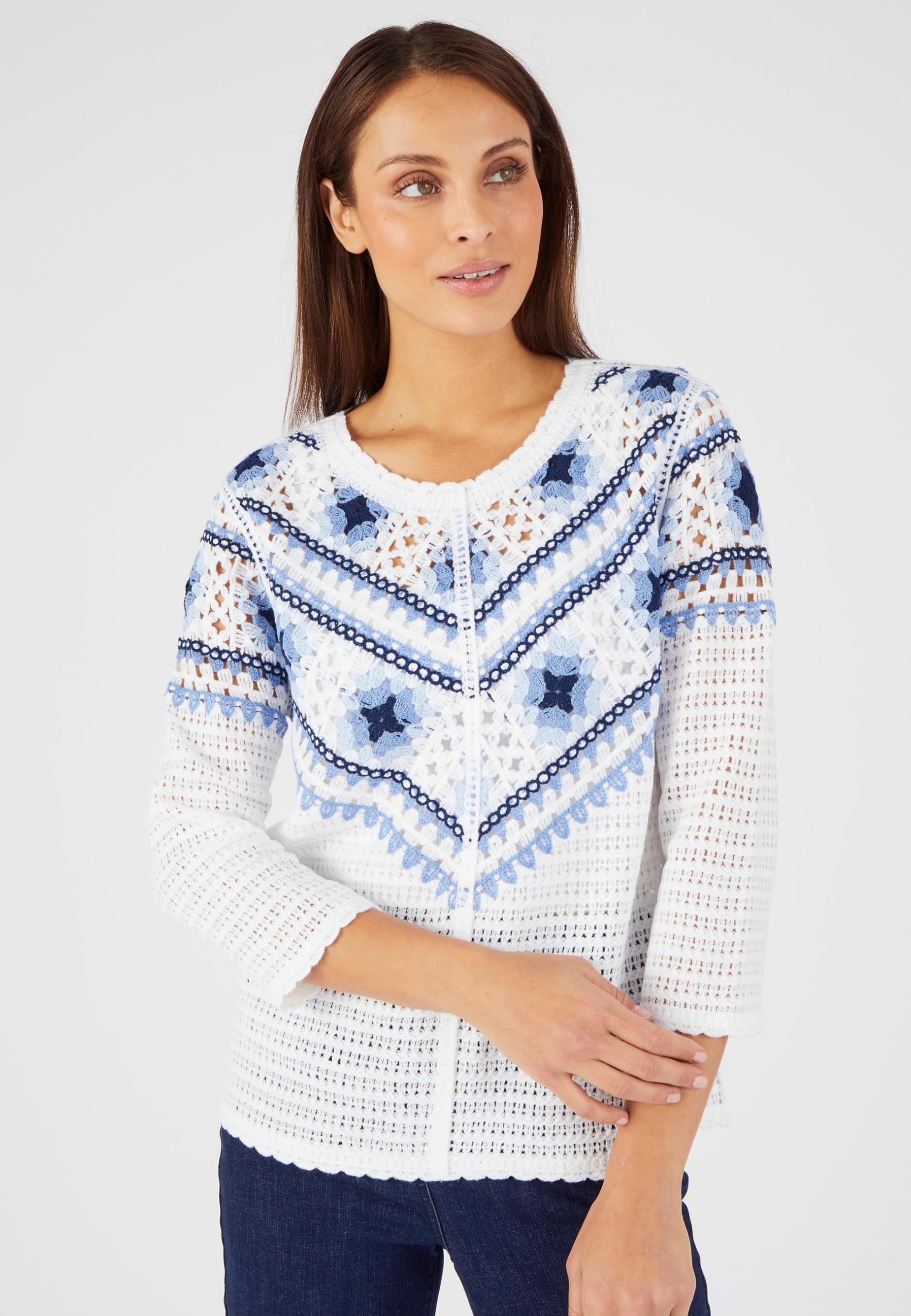 Damart Prêt-à-porter Maglione in maglia crochet colorato