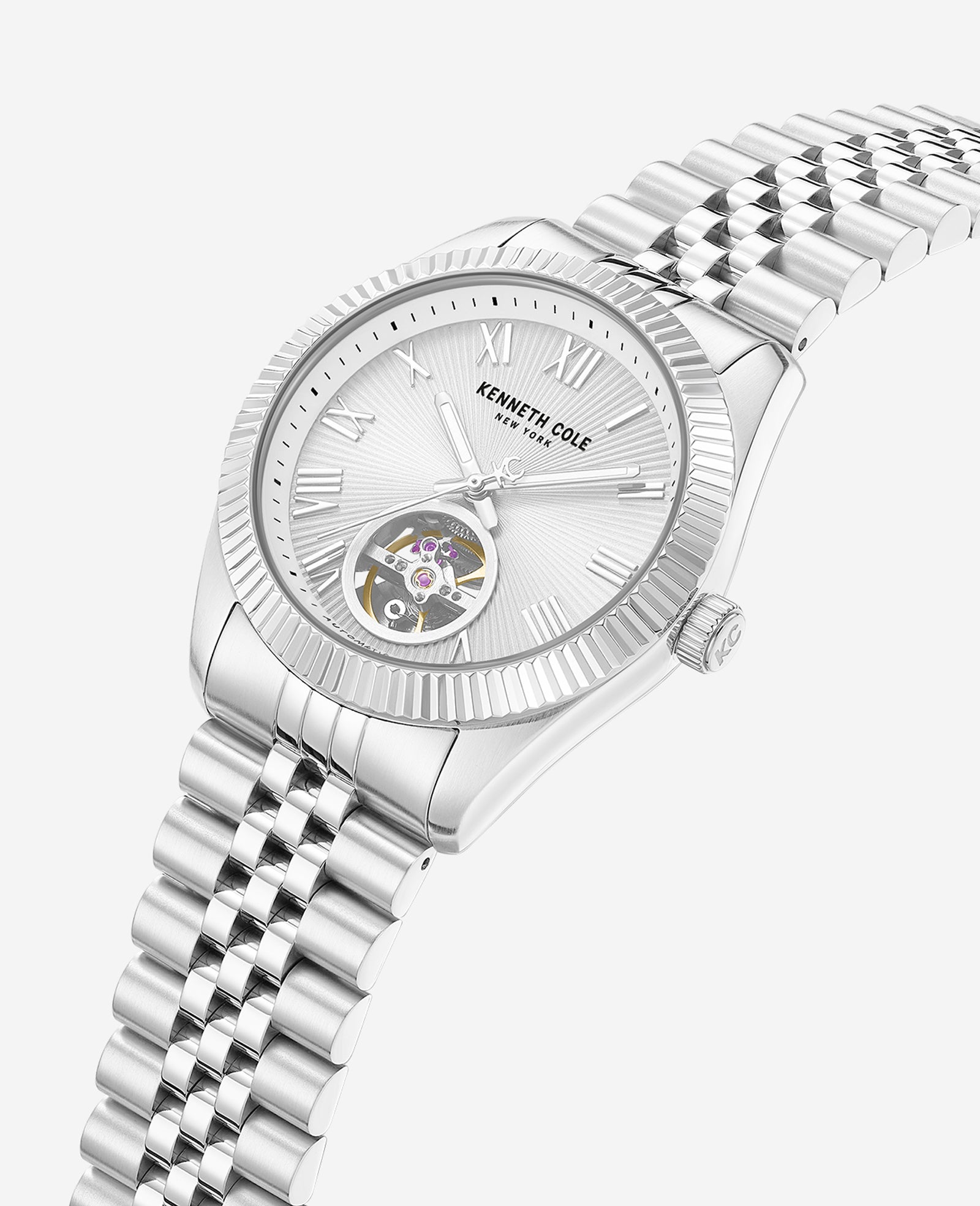 Kenneth Cole Reaction Watches Open Heart Automatic Bracelet Watch orologio Silver, automatico