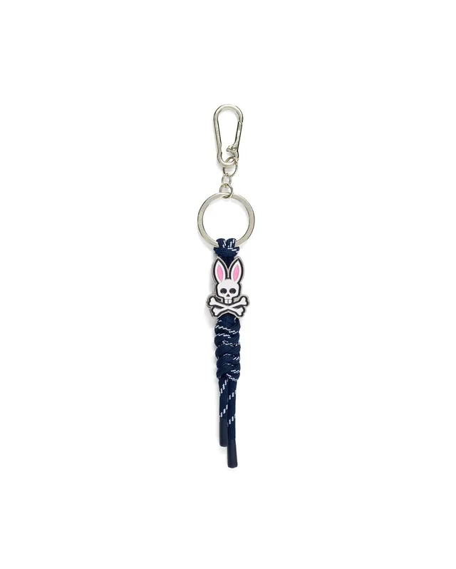Psycho Bunny Accessories Laced Bunny portachiavi blu taglia unica con moschettone
