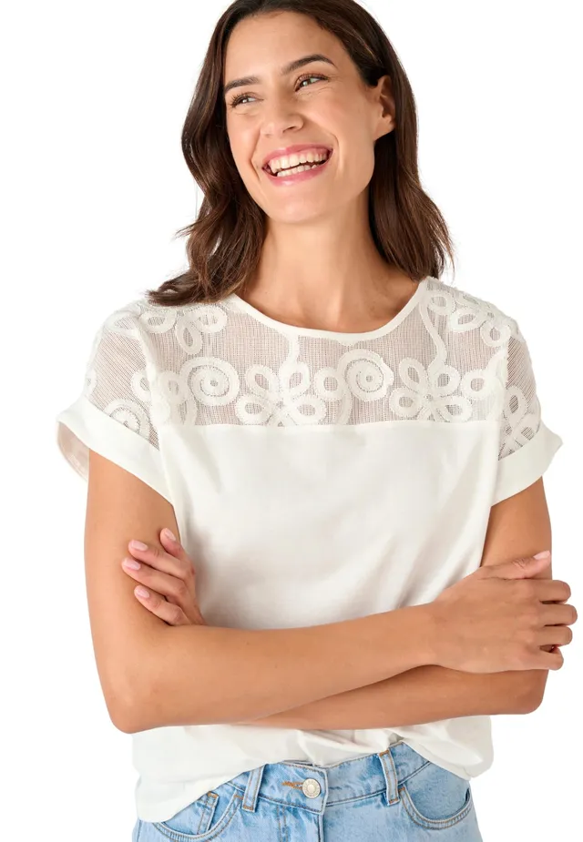 Damart Prêt-à-porter Maglietta bimateriale manica T donna bianca taglia 42-44