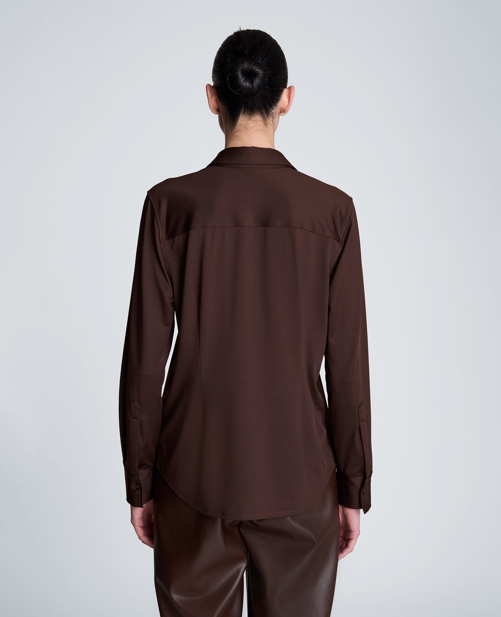 Kenneth Cole Reaction Clothing Front Button Shirt camicia marrone in Metro Knit