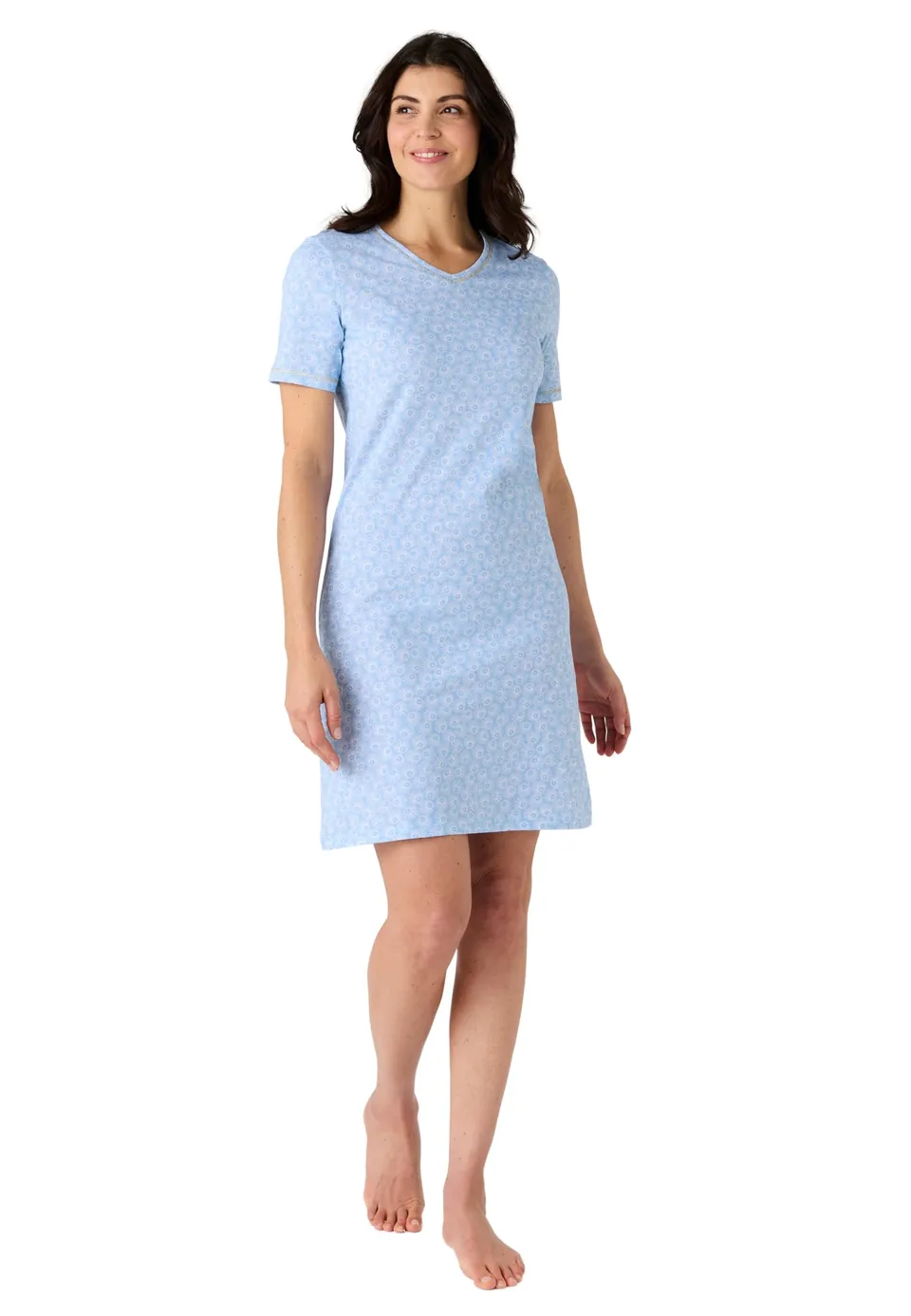 Damart Homewear Camicia da Notte XS blu in cotone jersey