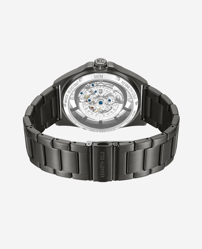Kenneth Cole Reaction Skeleton Automatic Bracelet Watch orologio automatico gun