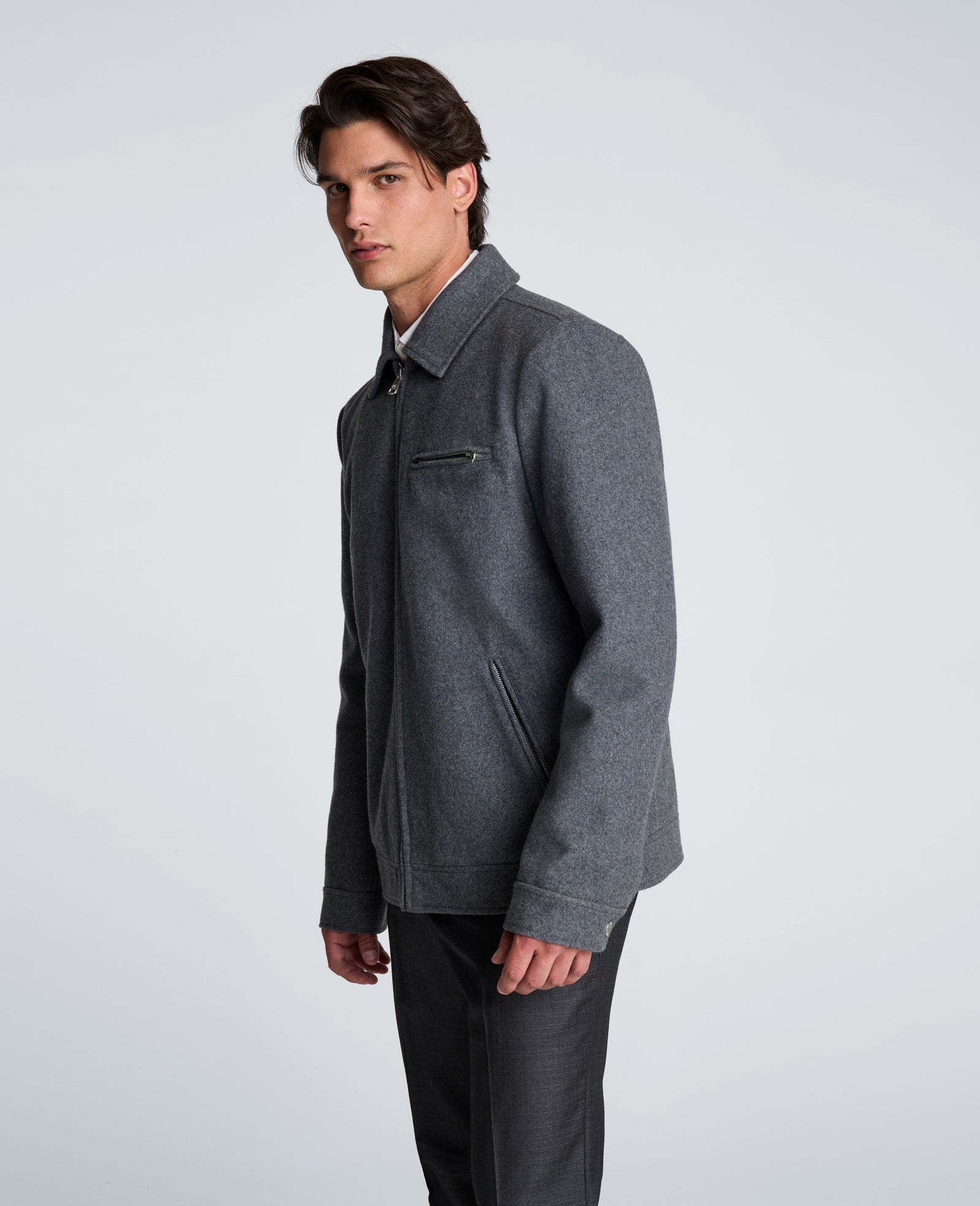 Kenneth Cole Reaction Wool Shirt Collar Jacket giacca uomo nera in lana