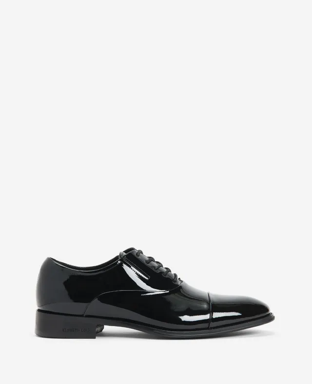 Kenneth Cole Reaction Shoes Tully Patent Leather Cap Toe oxford nere