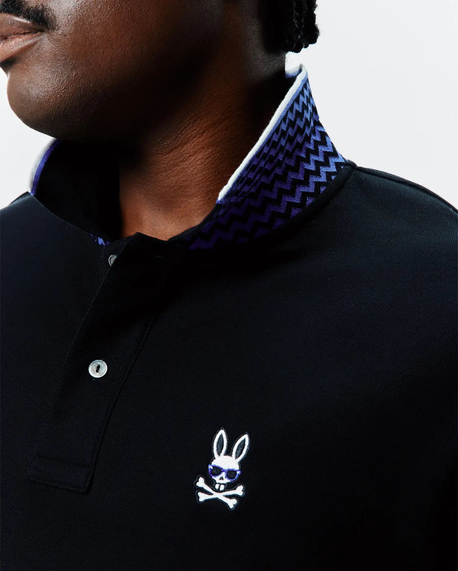 Psycho Bunny Big & Tall Sunny Pique Polo BT0100030 polo nera in piqué