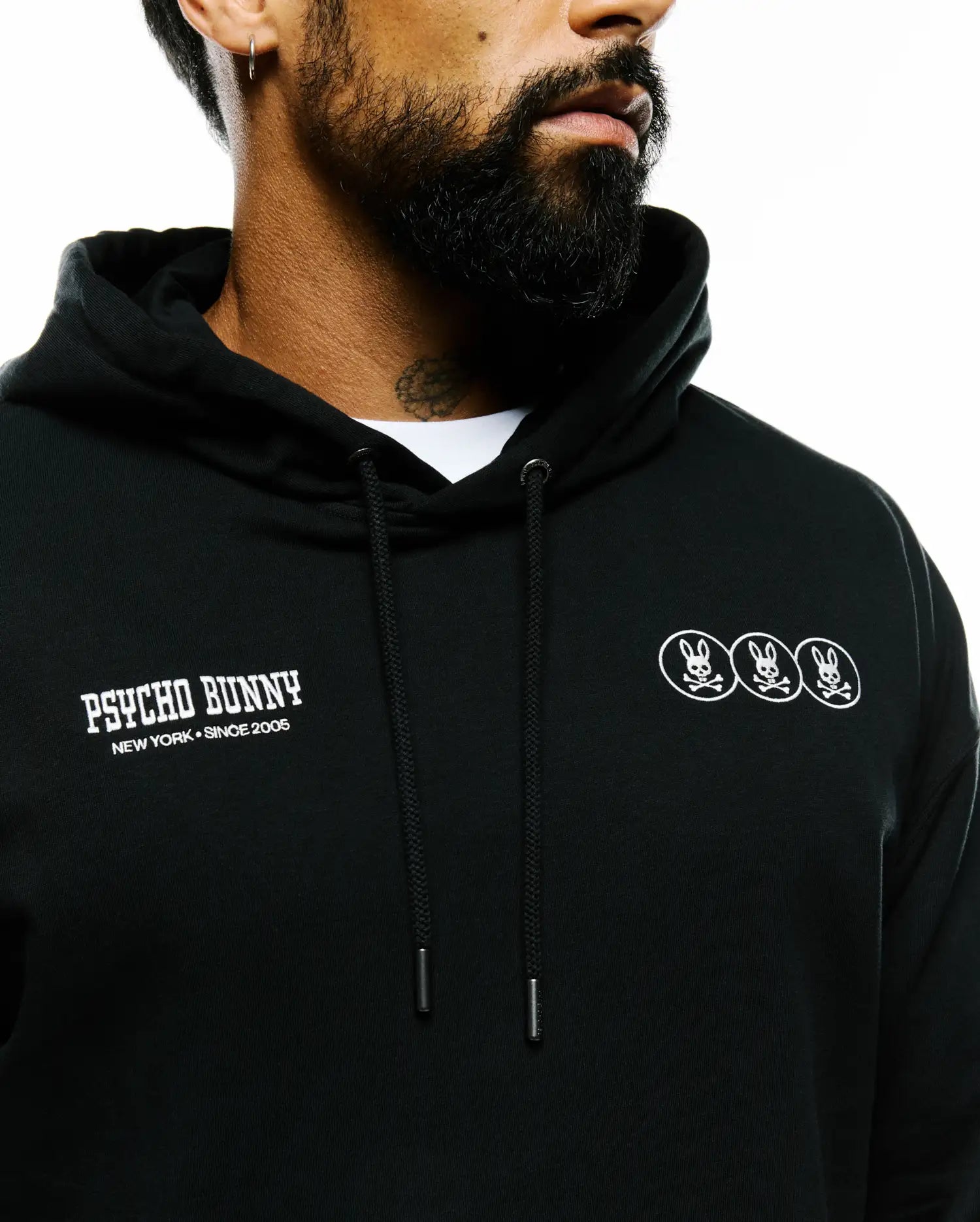 Psycho Bunny Men's Sweatshirts & Hoodies Nathaniel felpa con cappuccio nera XXS cotone