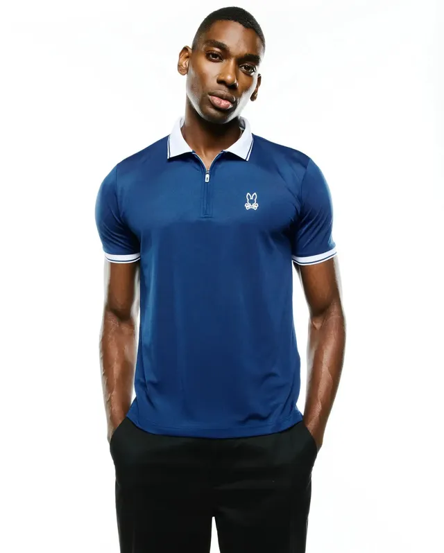 Psycho Bunny Men's Polos Odin Zip Sport Polo polo blu Navy Peony