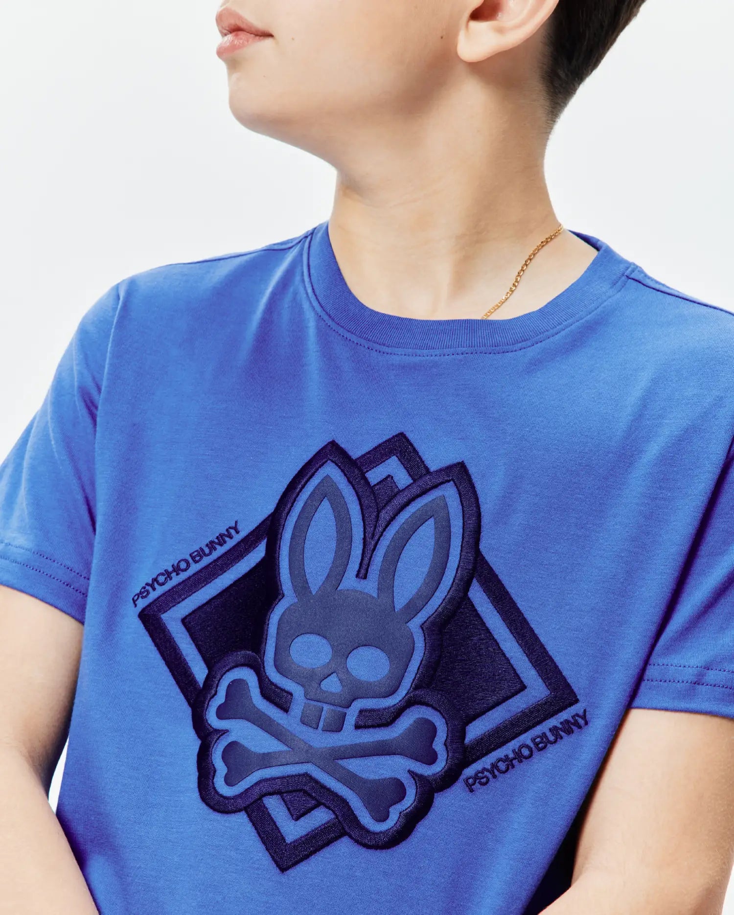 Psycho Bunny Kids Tees Tobias maglietta grafica blu in cotone Pima