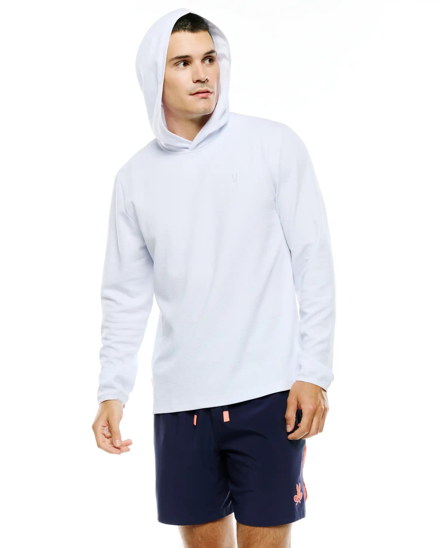 Psycho Bunny Men's Sweatshirts & Hoodies Tomas Waffle Hoodie felpa bianca