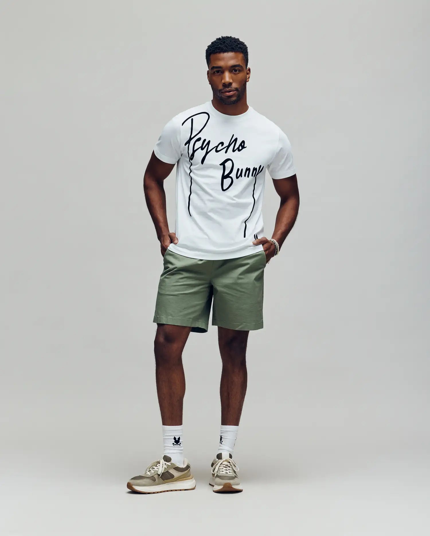 Psycho Bunny Men's Tees Soren Graphic Tee MT0200180 T-shirt bianca