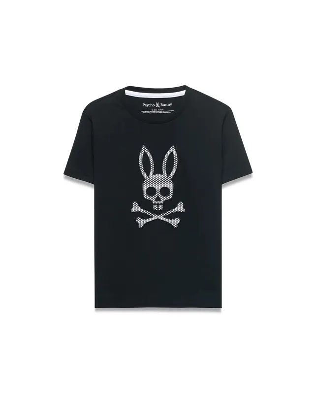Psycho Bunny Kids Tees Stan Graphic Tee t-shirt nera 002, cotone Pima