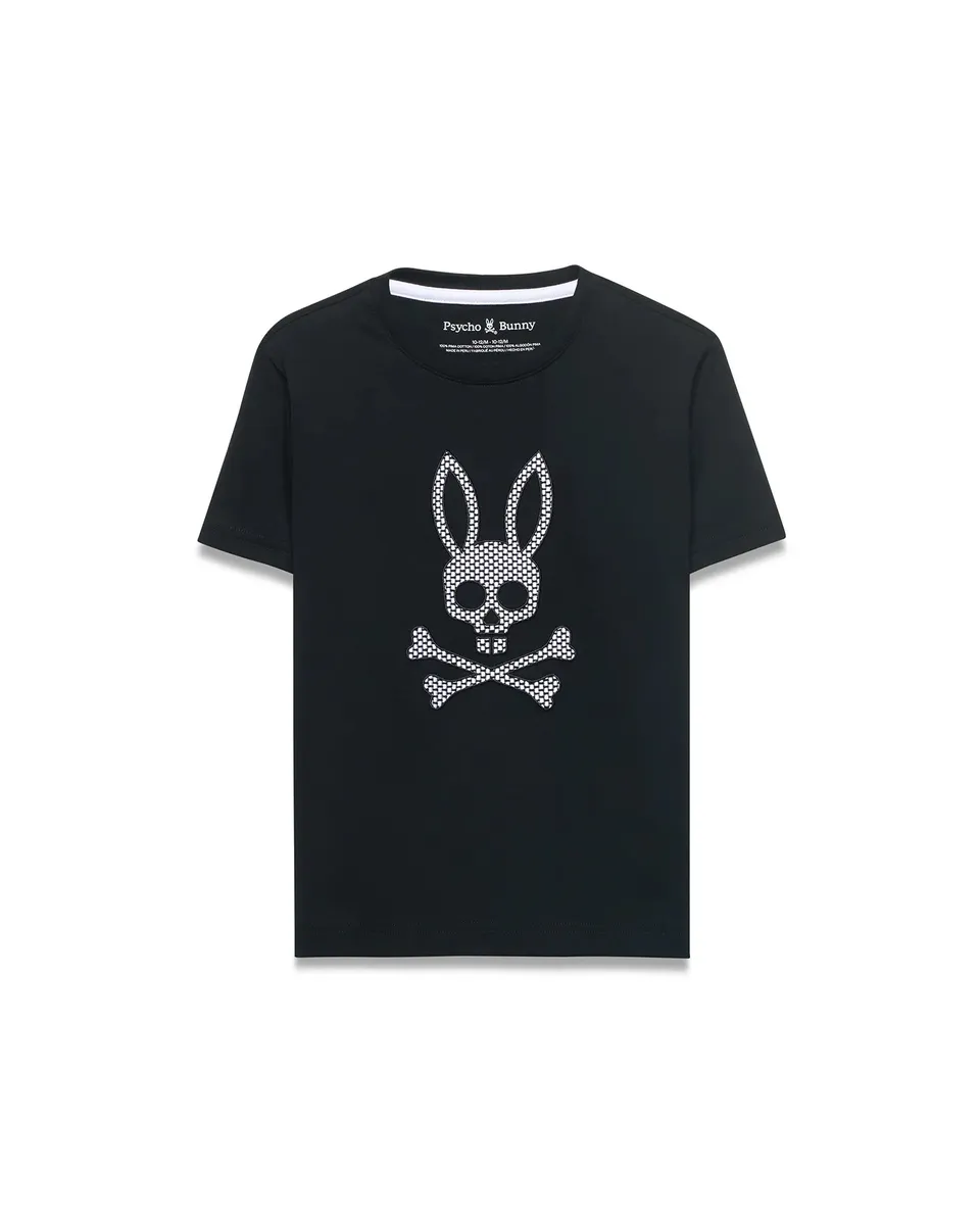 Psycho Bunny Kids Tees Stan Graphic Tee t-shirt nera 002, cotone Pima
