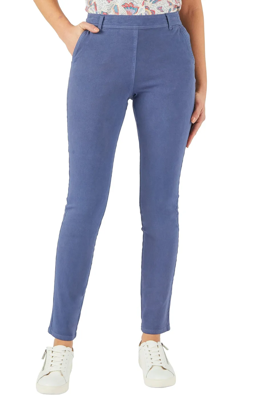 Damart Prêt-à-porter Pantaloni Bi-Stretch Effetto Pancia Piatto pantaloni blu notte taglia 40