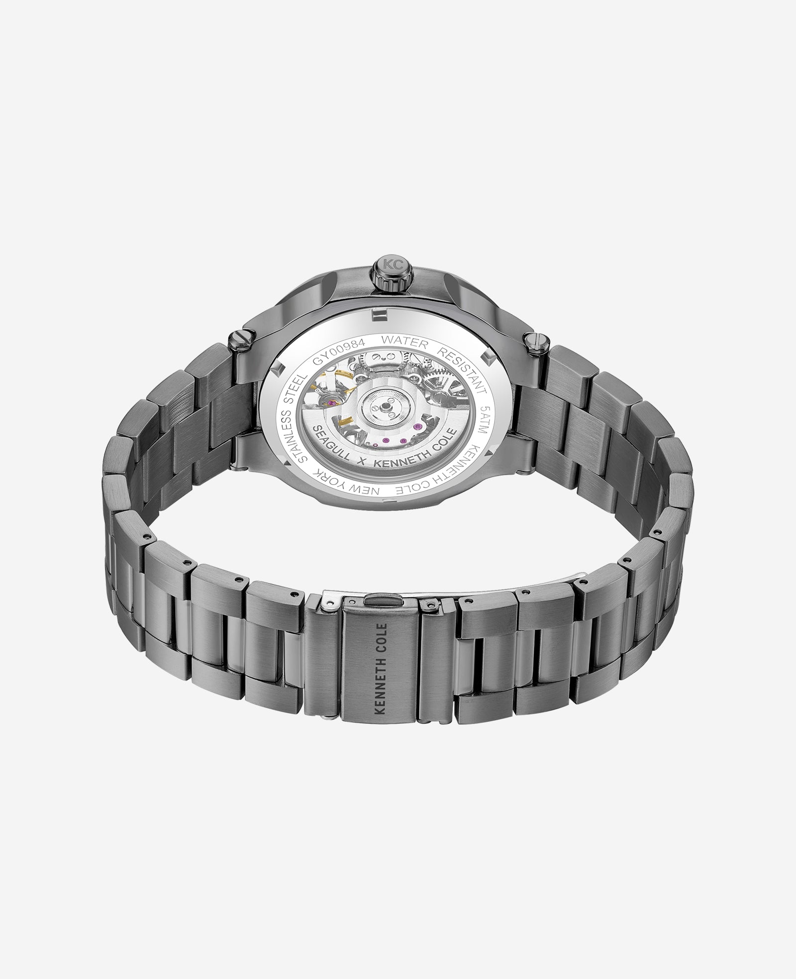 Kenneth Cole Reaction Watches Skeleton Automatic Bracelet Watch orologio grigio scuro automatico
