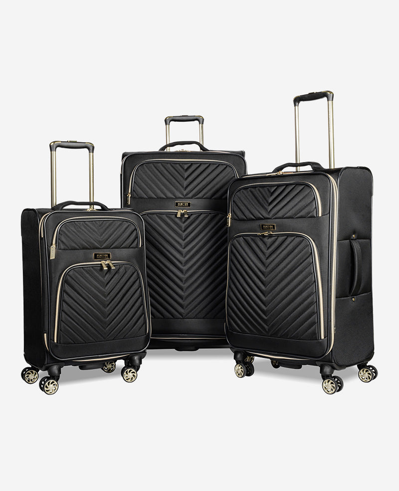 Kenneth Cole Reaction Luggage Chelsea Chevron Quilted Expandable Suitcase valigia nera