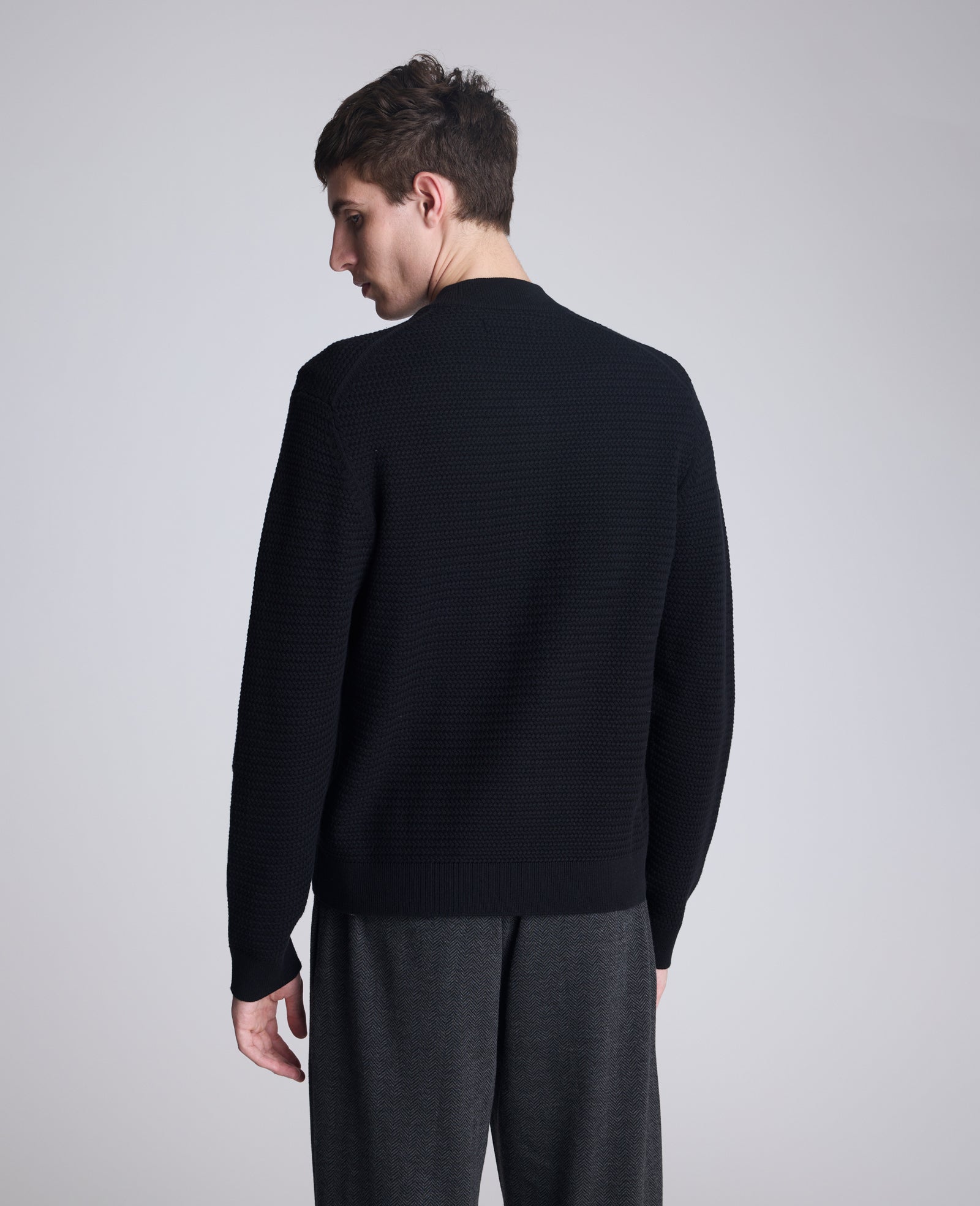 Kenneth Cole Reaction Clothing Sweater Bomber Jacket giacca bomber nera in maglia