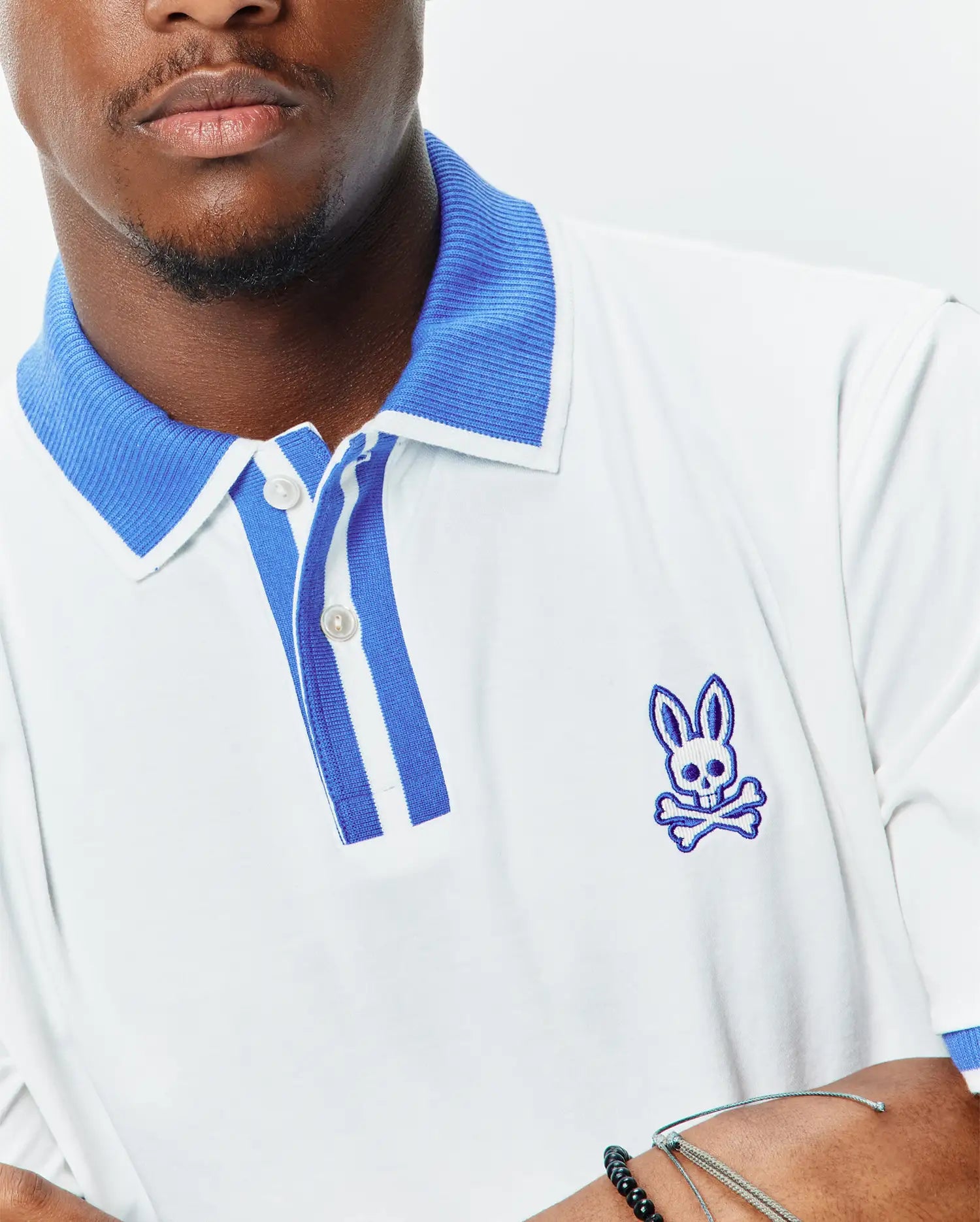 Psycho Bunny Men's Polos Ridley Performance Pique Polo bianca