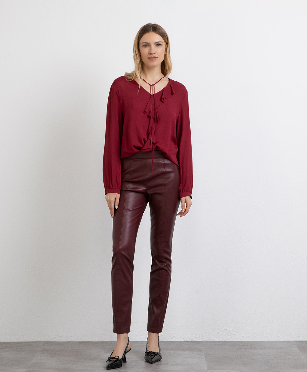 Markup Donna Jeans & Pantaloni Pantalone in pelle con pence e zip laterale