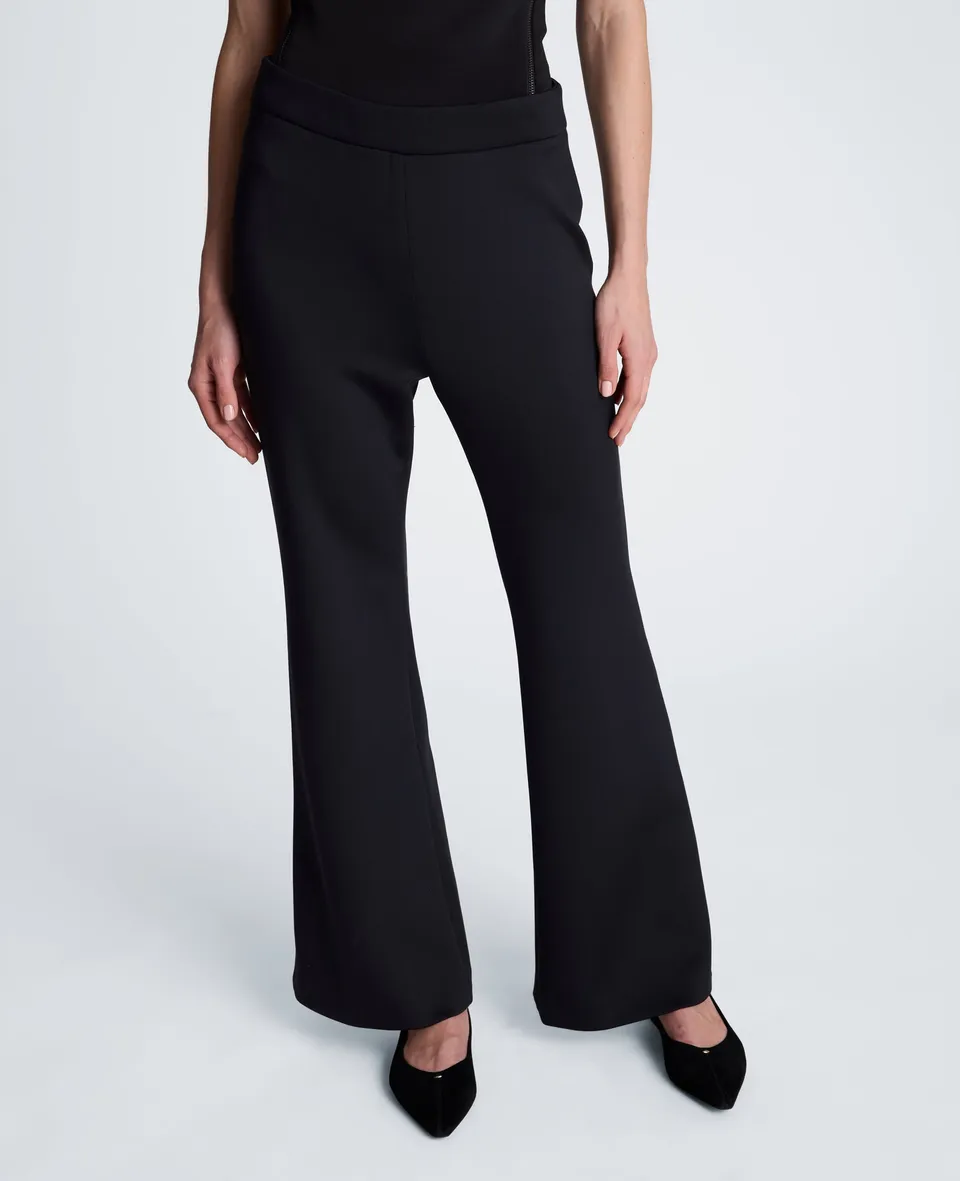 Kenneth Cole Reaction High Rise Pull On Flare Zip Back Pant pantaloni neri vita alta XS-XL