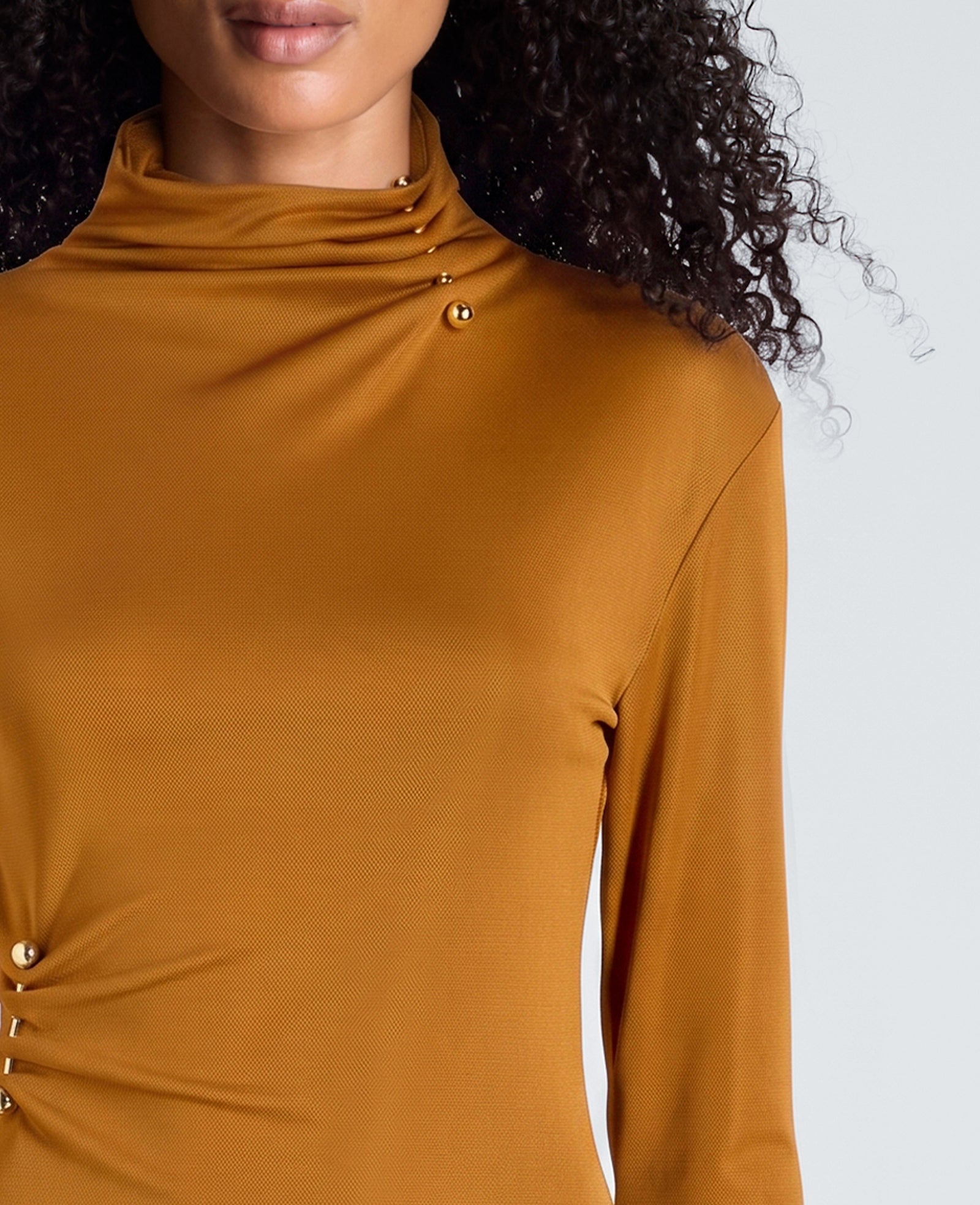Kenneth Cole Reaction Clothing Long Sleeve Pinned Mini Dress abito corto MAPLE in jersey