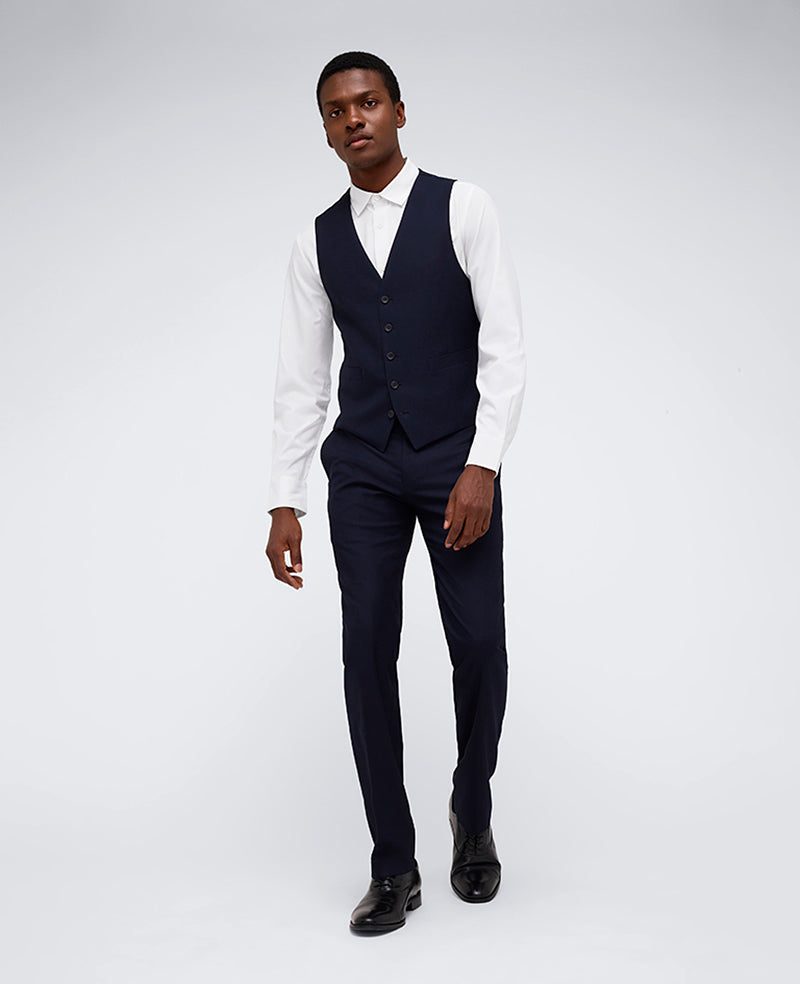 Kenneth Cole Reaction Ready Flex Slim-Fit Suit Separate gilet blu navy elasticizzato