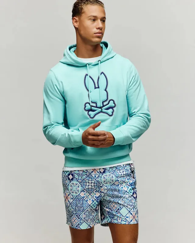 Psycho Bunny Men's Sweatshirts & Hoodies Gage Patch Hoodie MT0500089 felpa aqua