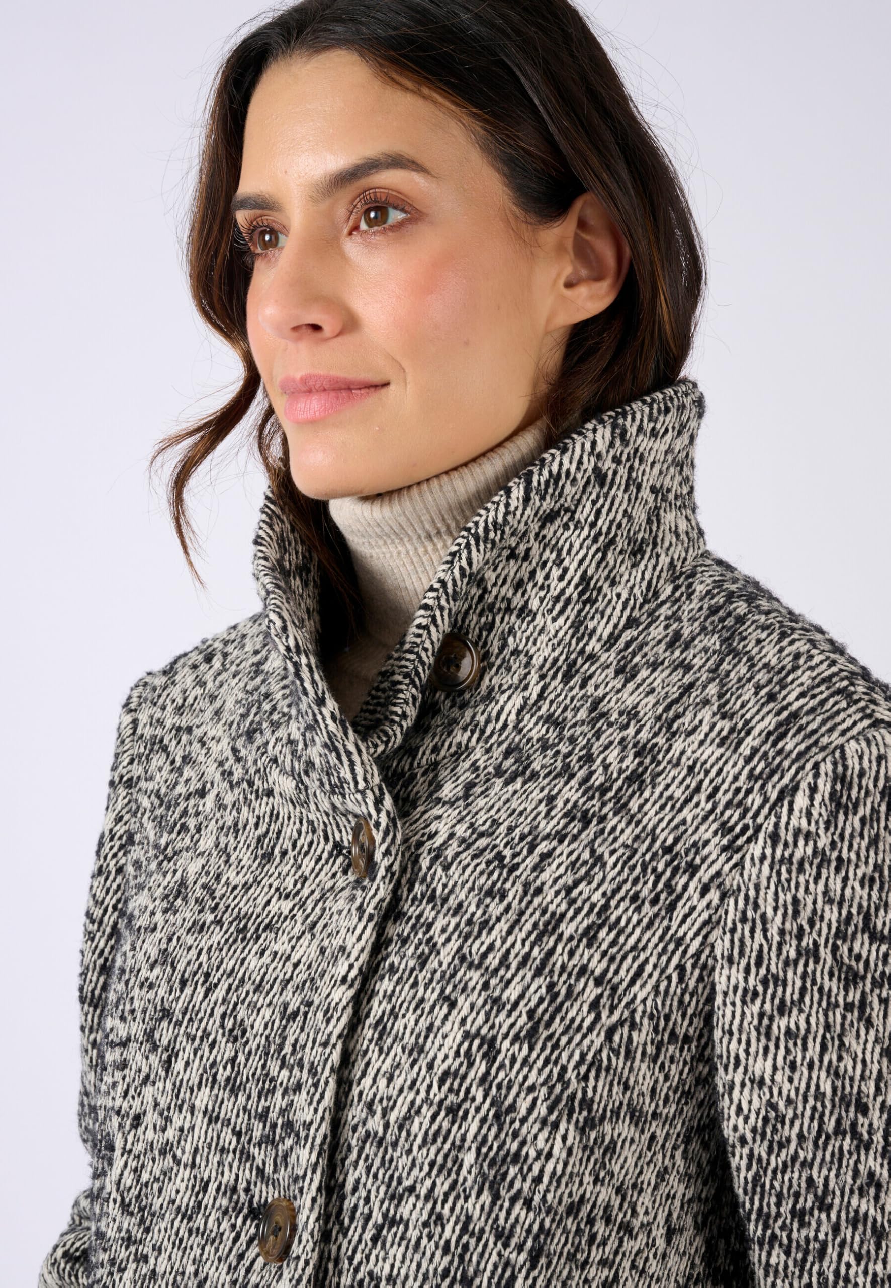 Damart Thermolactyl cappotto misto lana donna nero stampato 52