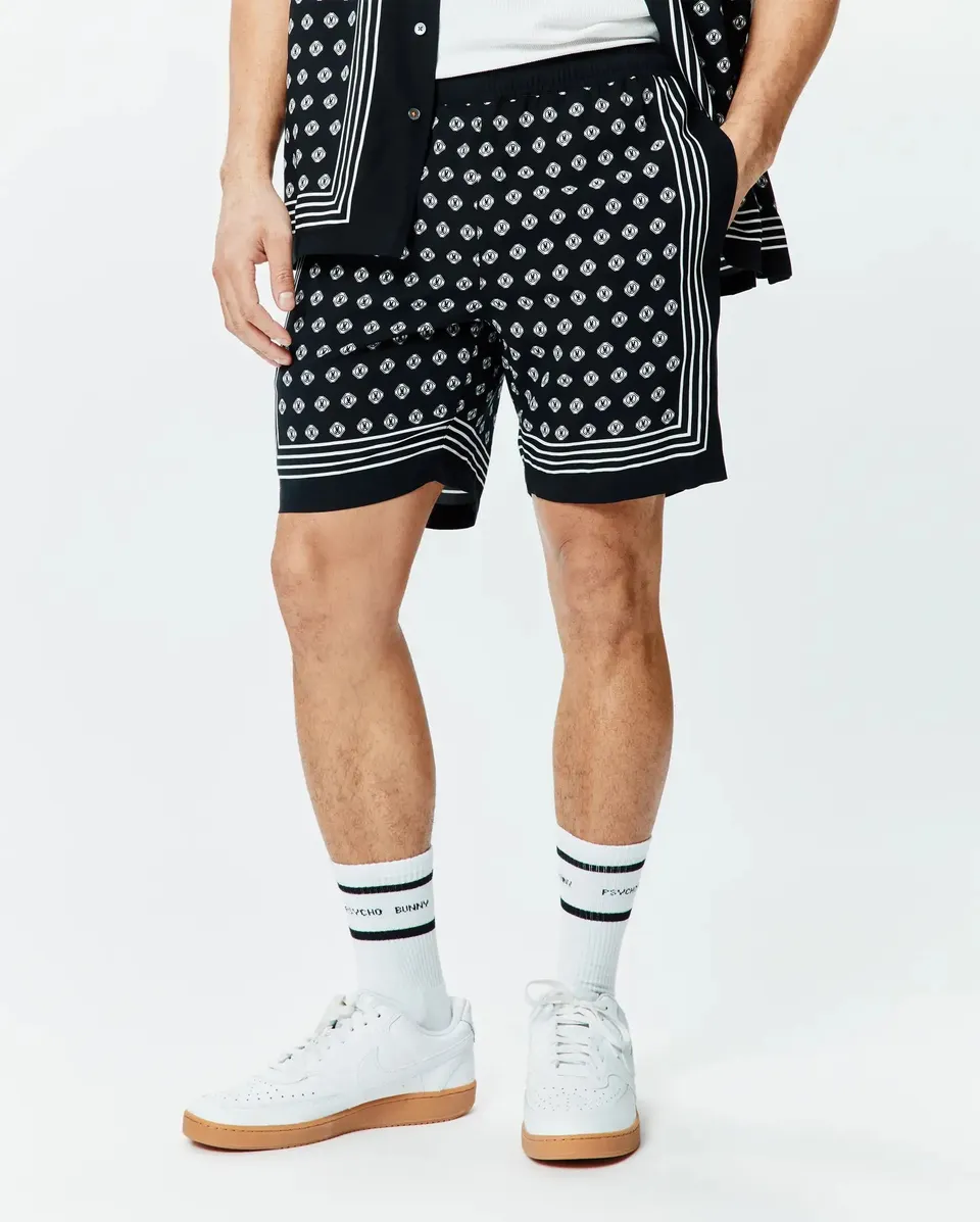 Psycho Bunny Men's Shorts Nick Tencel Short 7" MB0700026 bermuda nera Tencel