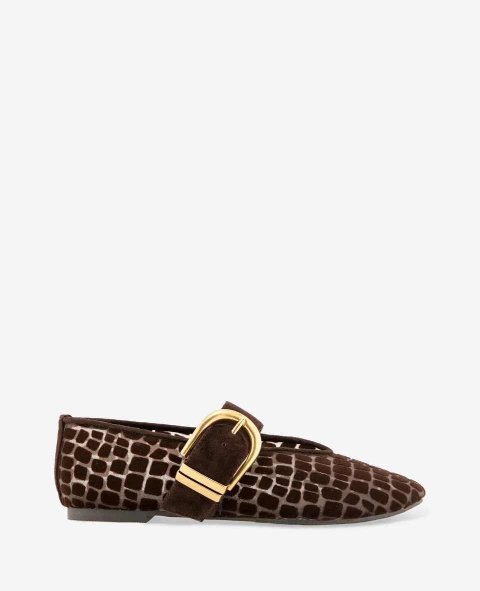 Kenneth Cole Reaction Shoes Tamarra Croco Mesh Ballet Flat ballerine marroni