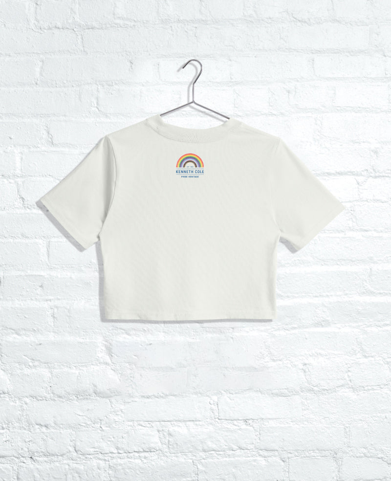Kenneth Cole Reaction Clothing COME OUT cropped T-shirt Faded Bone
