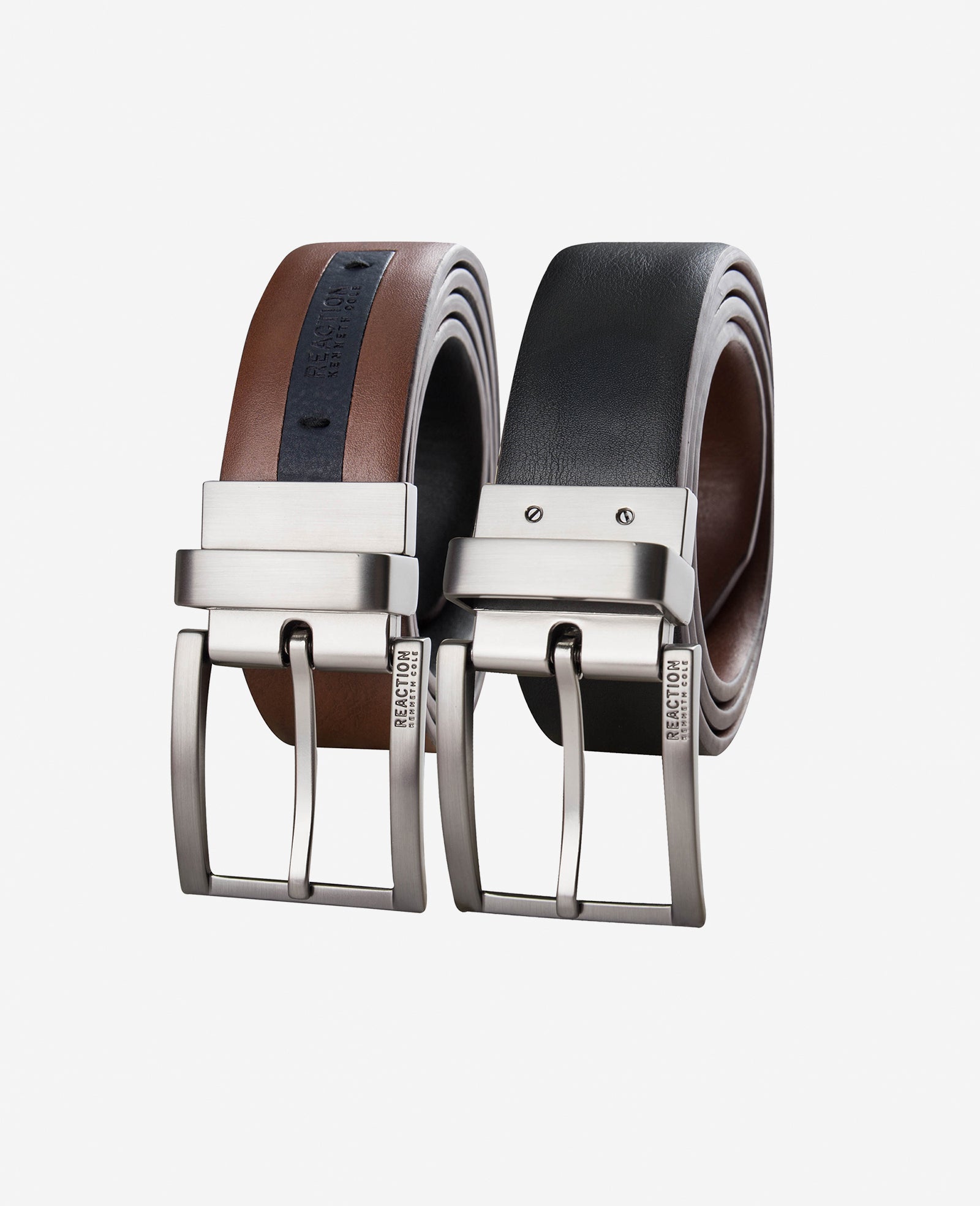 Kenneth Cole Reaction Belts, Wallets & Small Accessories Stretch Reversible Logo Inset Tab Belt cintura BROWN/BLACK