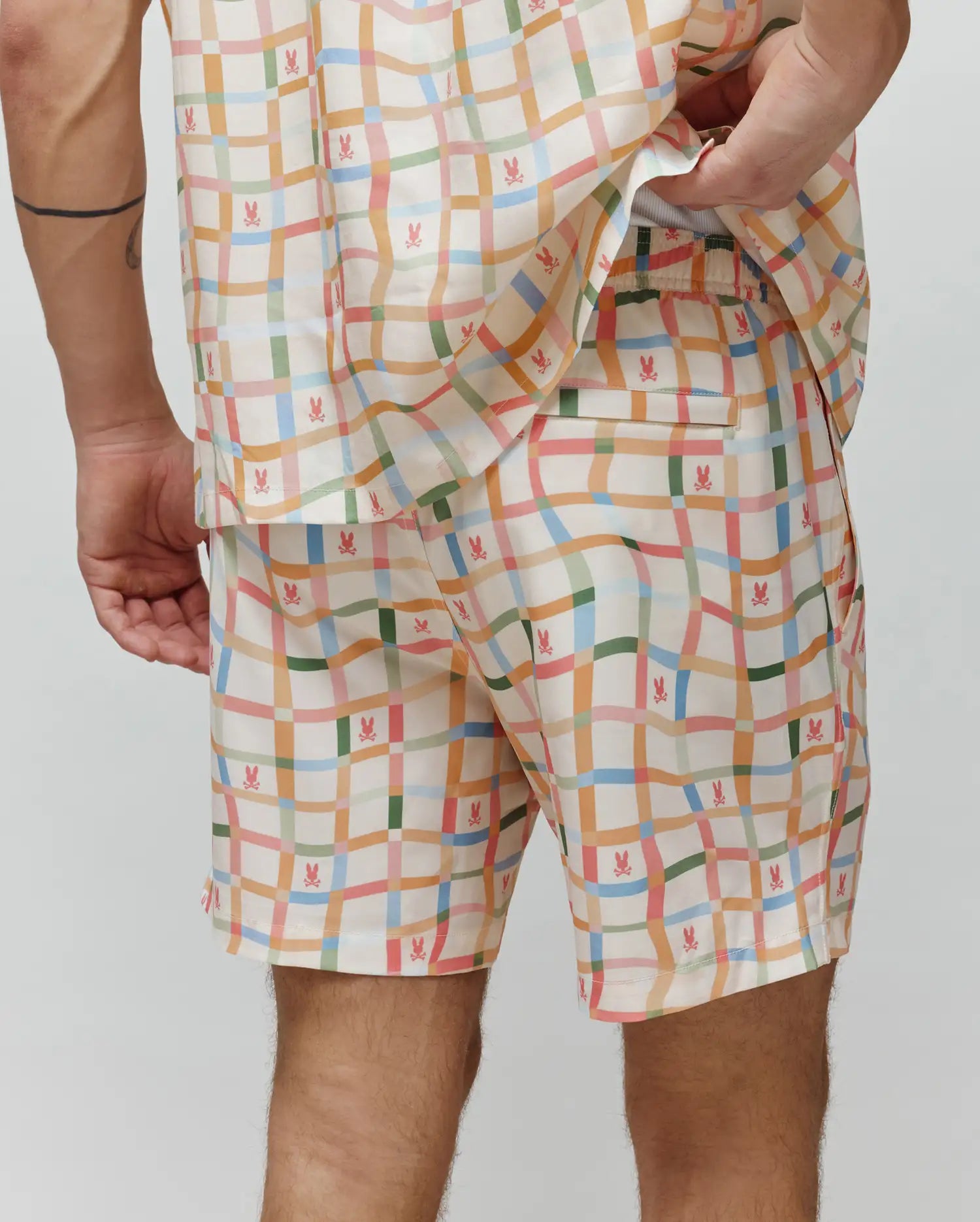 Psycho Bunny Men's Swimwear Atlas Swim Trunk 6" costume bianco