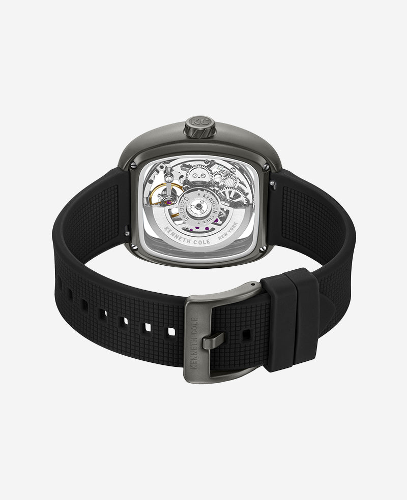 Kenneth Cole Reaction Watches Skeleton Automatic Bracelet Watch with 3-Strap Set orologio gunmetal