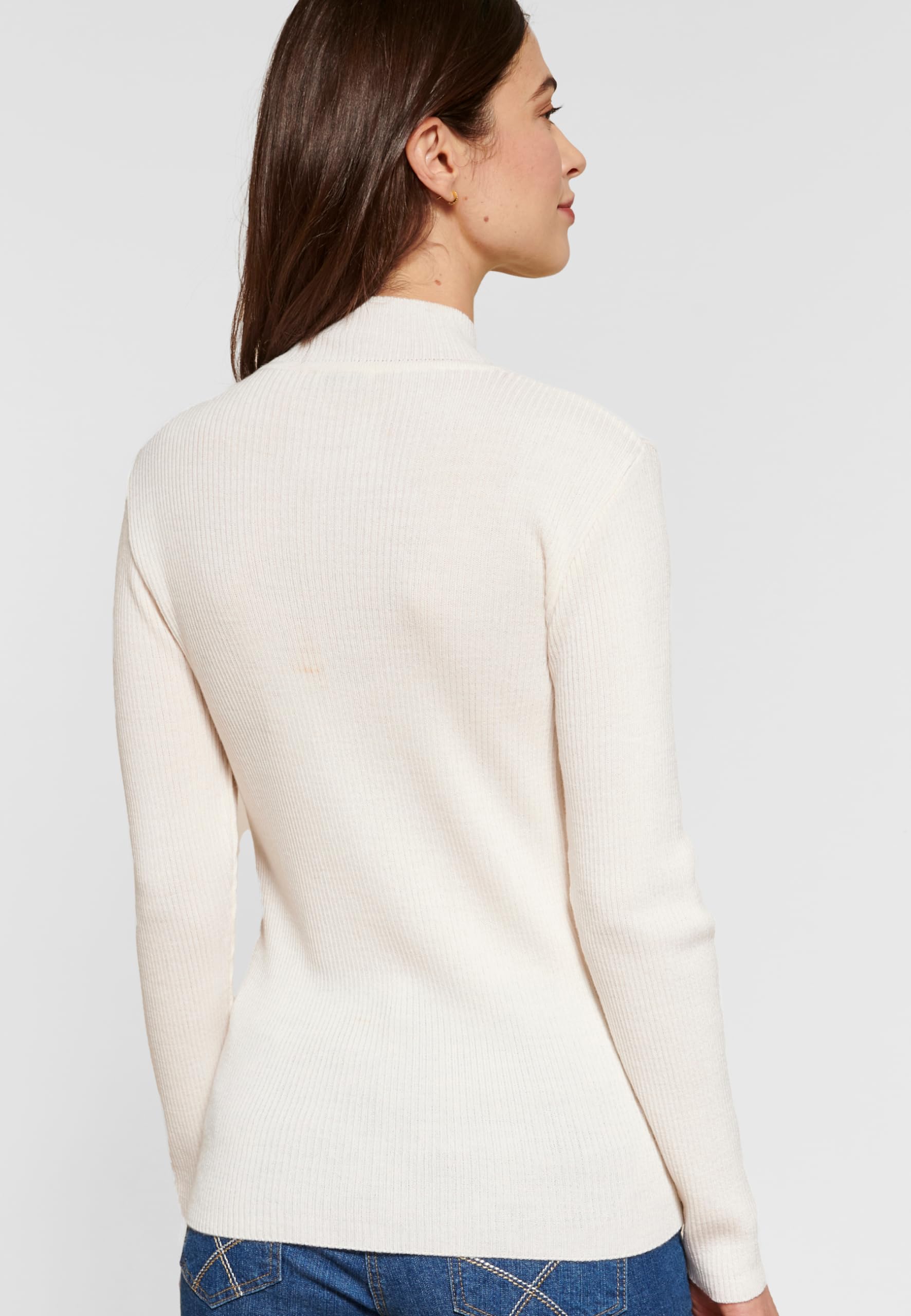 Damart Prêt-à-porter Maglione collo alto 38-40 avorio in lana merino
