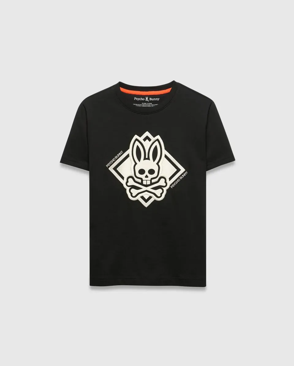 Psycho Bunny Kids Tees Tobias Graphic Tee maglietta nera cotone Pima