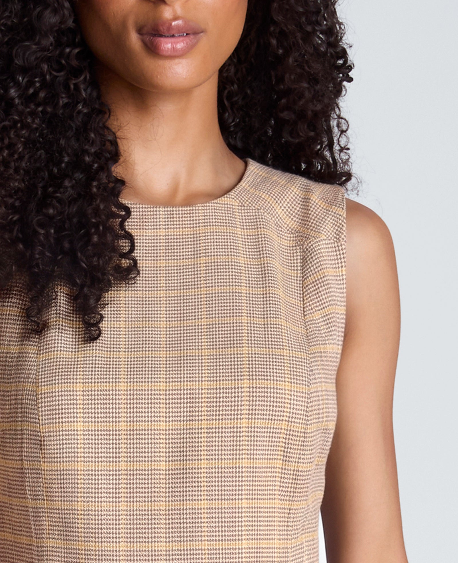 Kenneth Cole Reaction Clothing Sleeveless Double Belt Mini Dress abito mini LT Maple Multi
