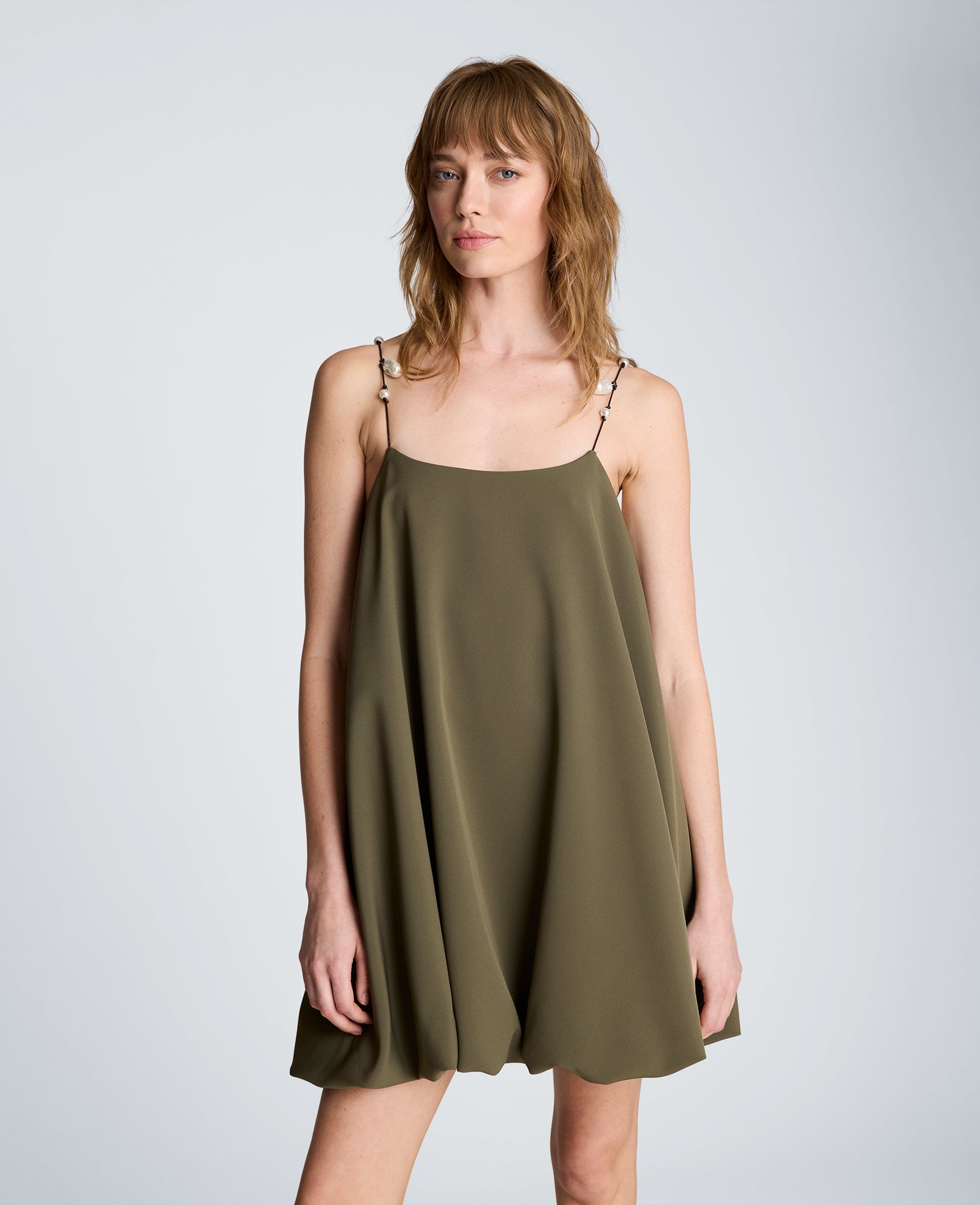 Kenneth Cole Clothing Bubble Hem Mini Dress vestito verde babydoll