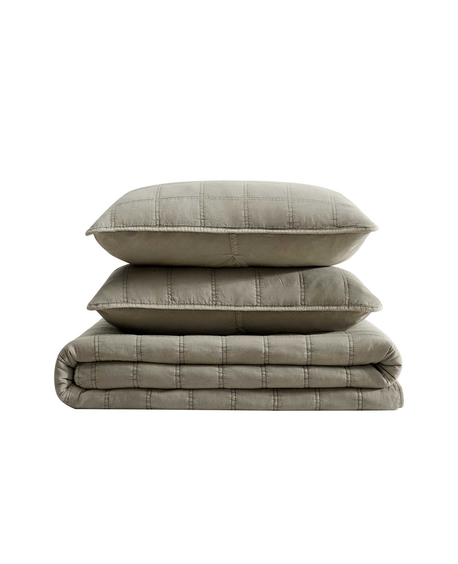 Kenneth Cole Reaction Home & Bedding Stonewashed Quilt Set copriletto marrone Full/Queen leggero