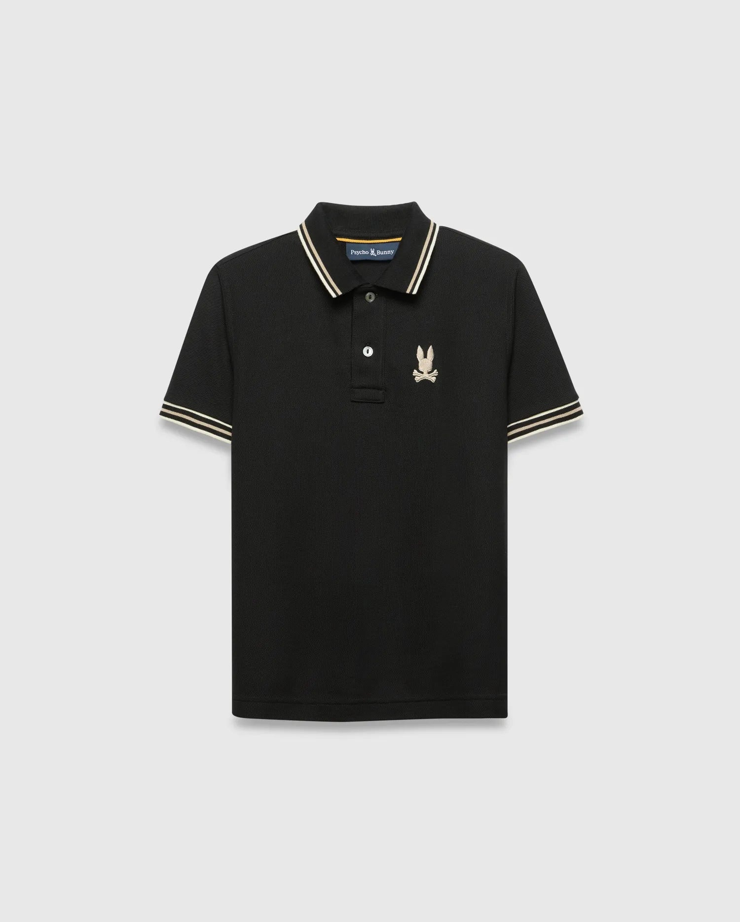 Psycho Bunny Kids Polo Shirts Brad Pique Polo KT0100103 polo nera in cotone Pima