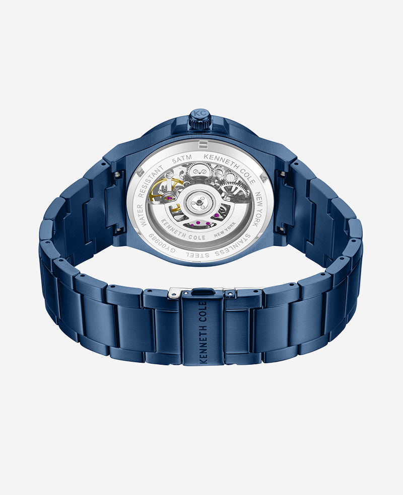Kenneth Cole Reaction Watches Skeleton Automatic orologio blu automatico