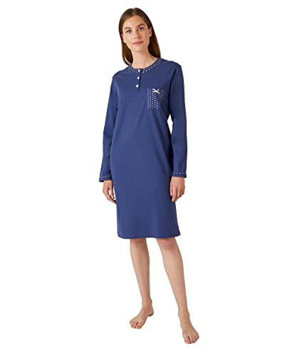 Damart Homewear Camicia da notte maniche lunghe jersey blu notte XS