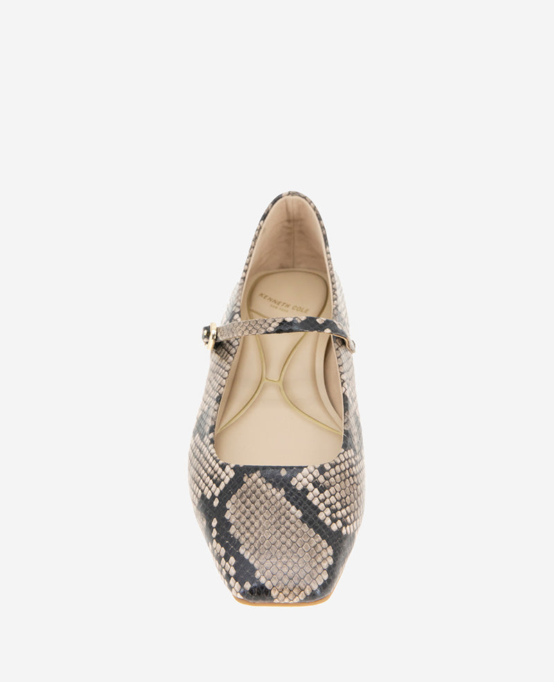 Kenneth Cole Reaction Shoes Jasper Snakeskin Leather Ballet Flat ballerine taupe snake