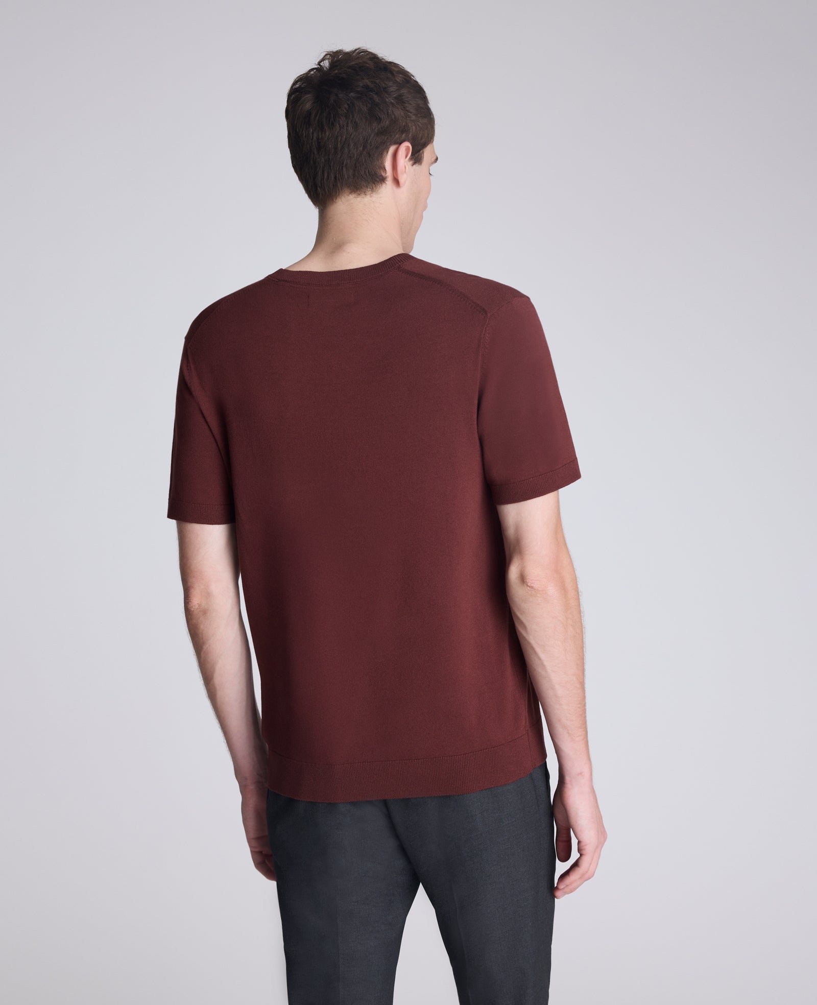 Kenneth Cole Reaction Clothing Sweater Tee maglia bordeaux maniche corte leggera