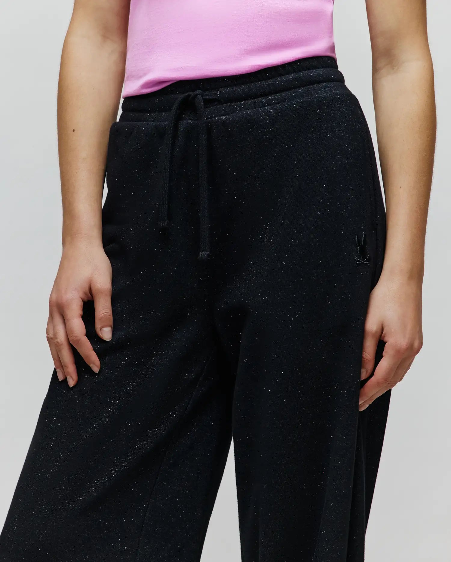 Psycho Bunny Jules Lurex Sweatpant pantaloni neri in felpa lurex
