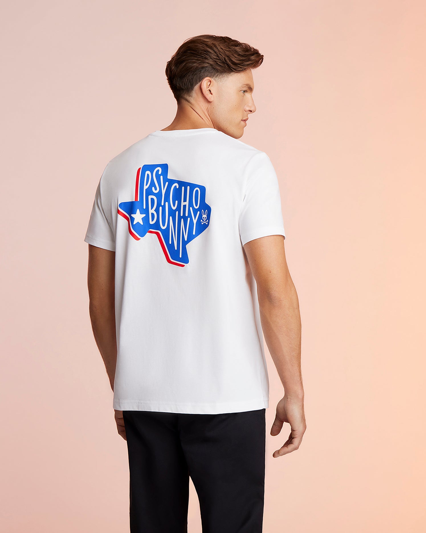 Psycho Bunny Men's Tees Texas Tee T-shirt bianca in cotone Pima