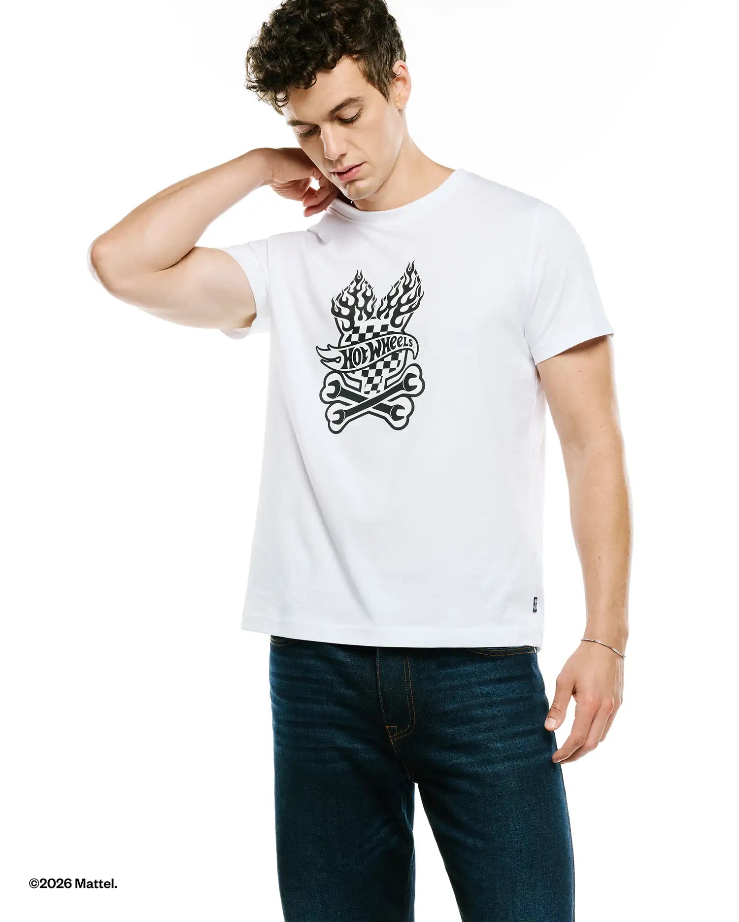 Psycho Bunny Men's Tees Hot Wheels Graphic Tee t-shirt uomo bianca cotone Pima